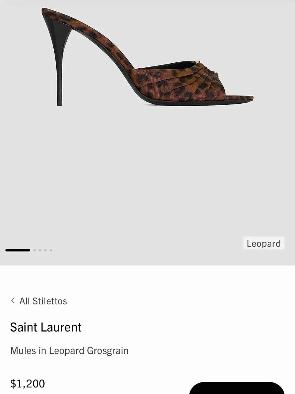 Saint Laurent Mules in Leopard Grosgrain Size 7.5/38 EU